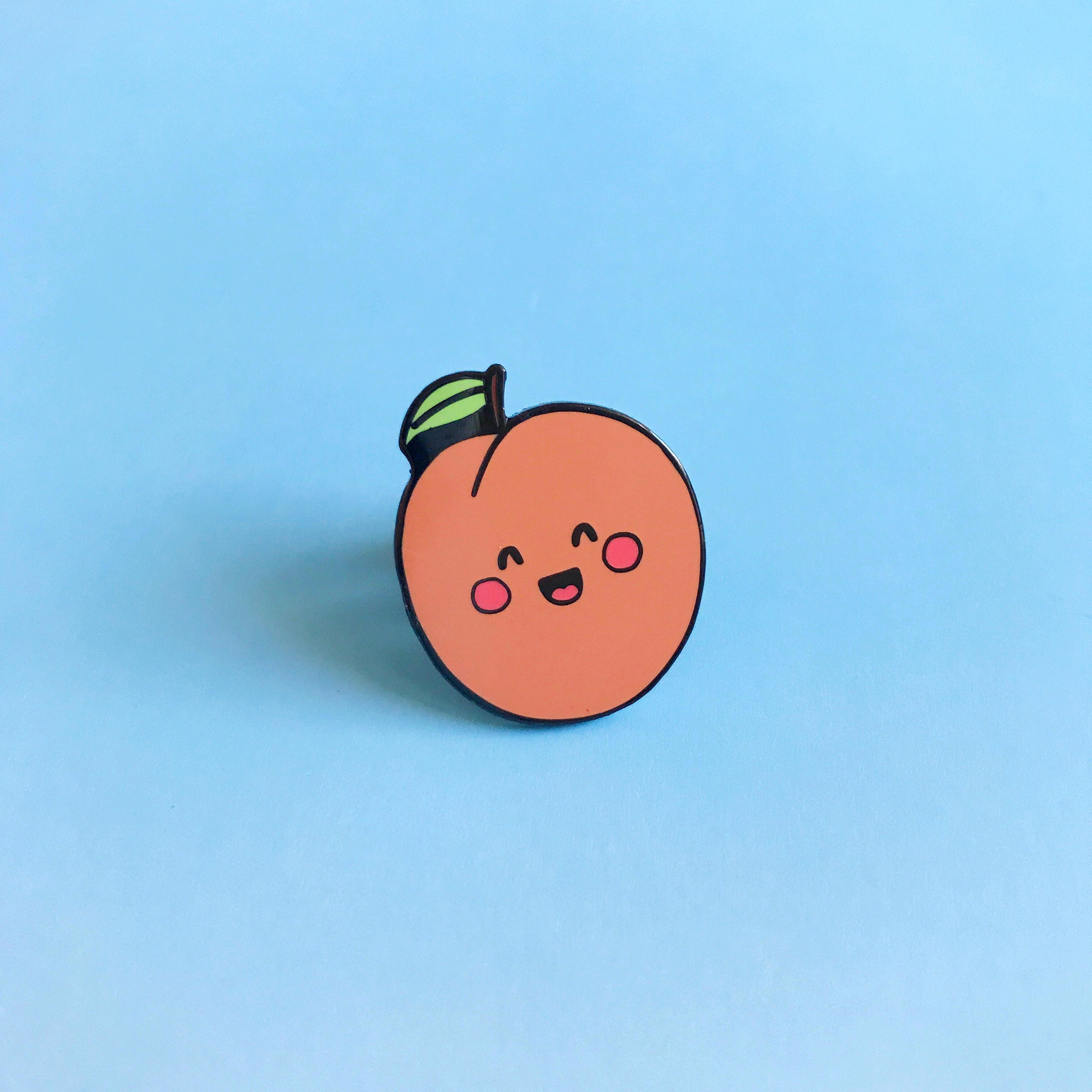 Happy Peach Enamel Lapel Pin cute fruit pin hat badge