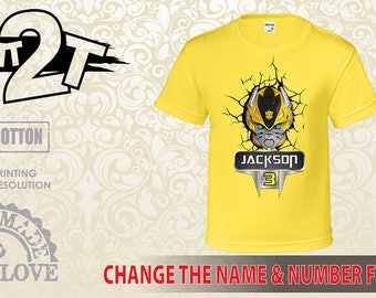 Transformers, Custom Name and Number 1st 2nd 3rd 4th 5th 6th 7th Birthday toddler, Boys T-Shirt birthday transformers bumblebee
