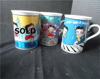 Danbury Mint Betty Boop Fine Porcelain Collector Mugs Cups Hollywood Betty, Boop-oop-a-doop 1471