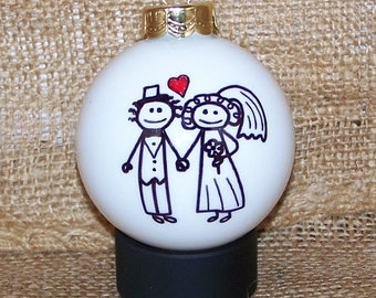 Wedding Christmas Glass Ornament Gift Bride and Groom Anniversary Gift