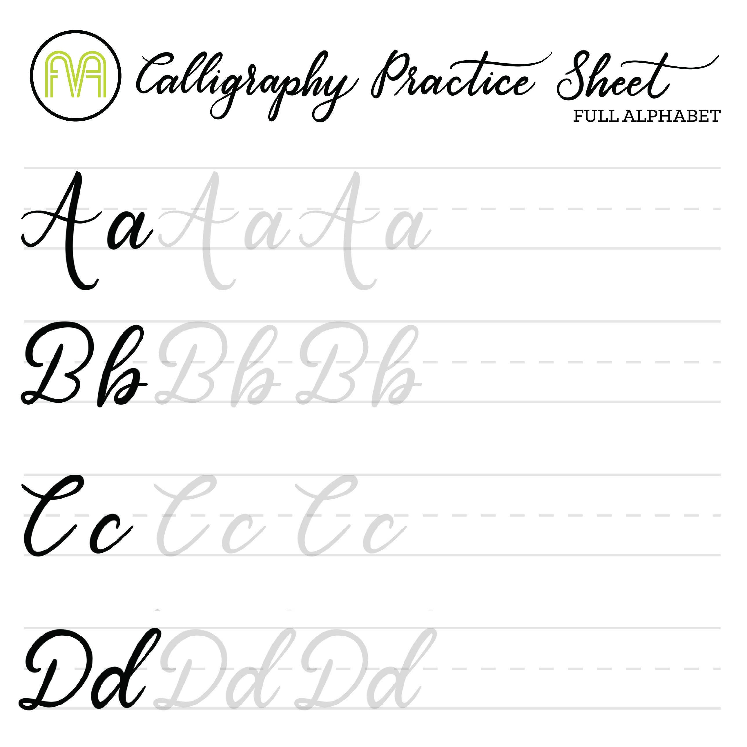 Calligraphy Letters Worksheets
