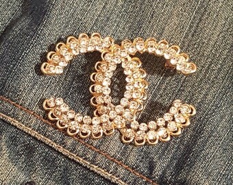 Chanel inspired 3d rhinestone coco Chanel inspired gold chanel brooch pin