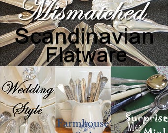 Mismatched flatware, silverware set, flatware set, flatware service for 4 up to 500, wedding silverware, mix and match, farmhouse style