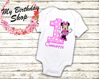 Minnie Mouse 1st Birthday Outfit, Minnie One Piece, 1st, 2nd, 3rd, 4th, 5th Birthday Shirt / Birthday Girl Shirt, Pink Minnie Outfit, 1st