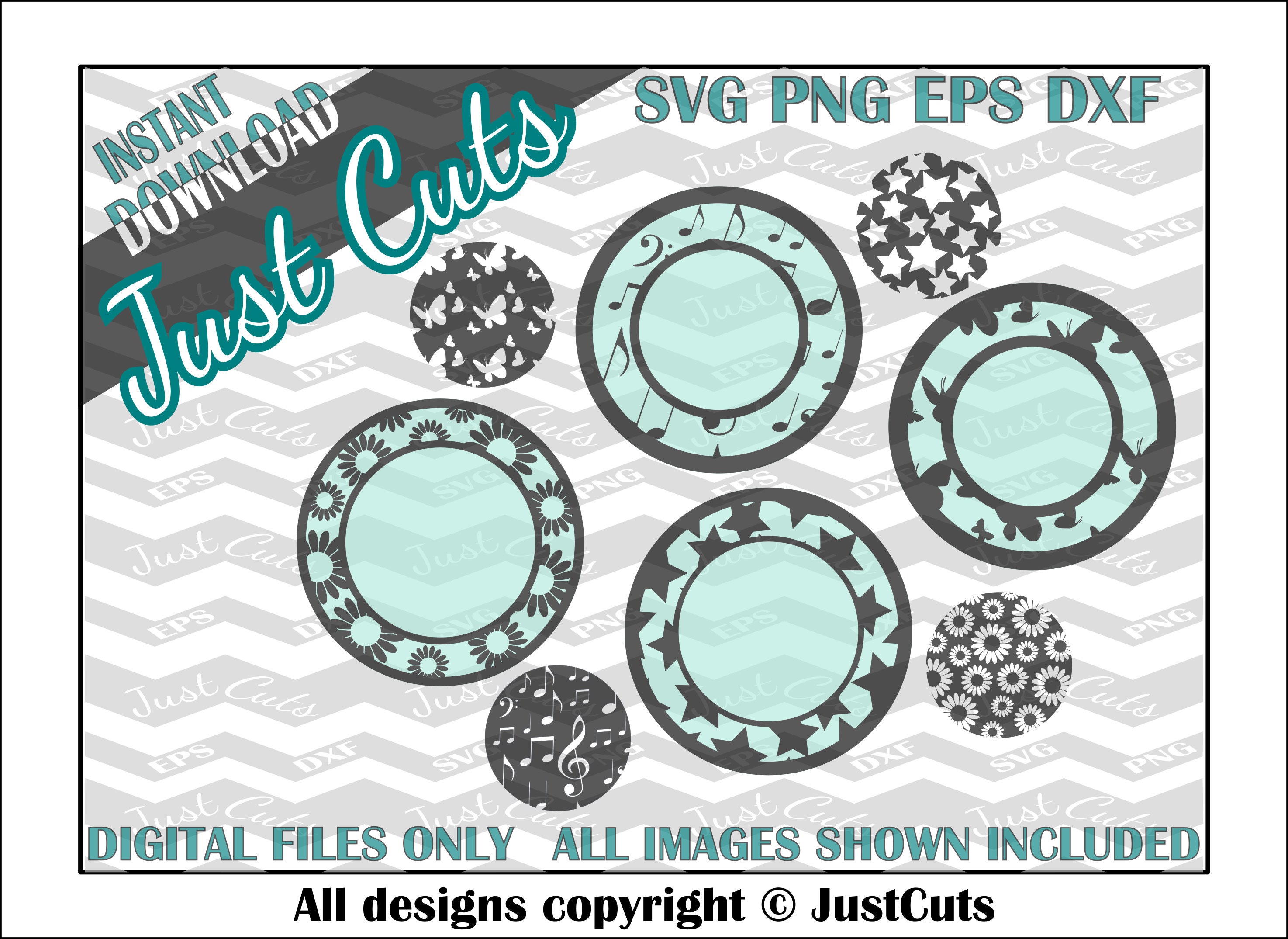 Monogram circle cutout border circles Monogram frame svg