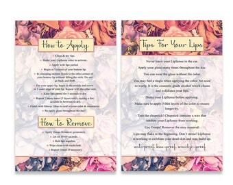 LipSense Tips Cards, LipSense How To Apply, LipSense Tips and Tricks, Application, Senegence, LipSense Floral, Pink, Peach, Coral Roses