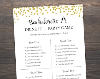 Bachelorette Drink If Party Game, Printable Bachelorette Games, Hen's Night, Drink If Game, Hen Party, Gold Bachelorette Party, GCB3