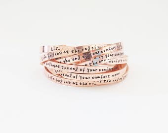 Personalized Bracelet // Custom Hand Stamped + Friendship Bracelets + Mantra + Copper Bracelet + Nevertheless She Persisted + Feminist