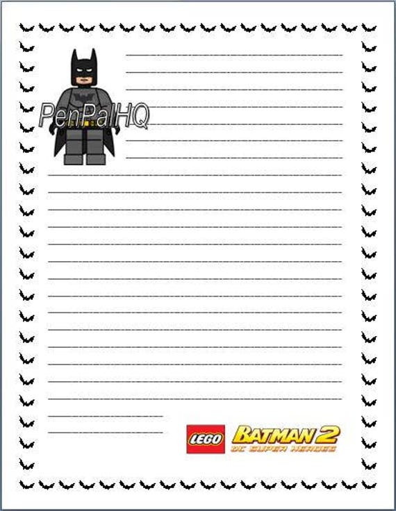 Lego Batman Printable Stationery Sheet Digital Download
