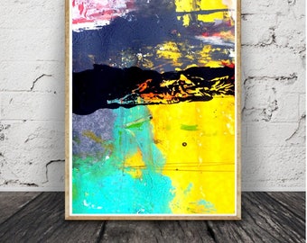 Peinture d’encre bleu minimalistemoderne,impression abstraite,acrtlique Brush Stroke Wall Art,téléchargement numérique, affiche grand format