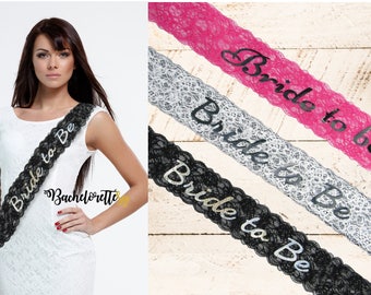 Bride to Be Bachelorette Sash - Lace Sash - Bachelorette Party Favors Bridal Shower Supplies Wedding Shower Decorations Girls Night Out