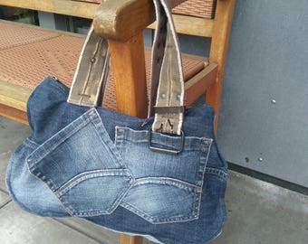 Recycled jeans bag | Etsy