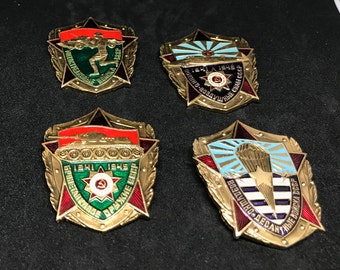 4 Vintage Soviet Union CCCP Military Badge pins