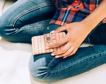 Striped Cork Leather iPhone Wallet Folio for the 6/6s - Natural Cork Wood Leather - Eco Friendly & Sustainable Material