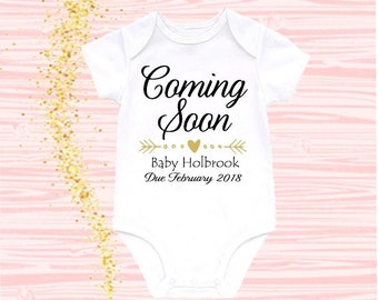 Coming Soon Baby Announcement Bodysuit Pregnancy Announcement Onesie Pregnancy Reveal Coming Soon Onesie
