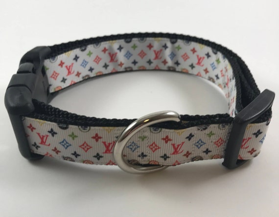 Louis Vuitton-Esque Dog Collar Designer Inspired Multi-Color