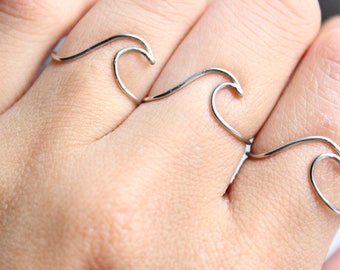 Silver Wave Ring, Surf Ring, Ocean Ring, Beach, Nautical Ring, Gift, Minimalistic
