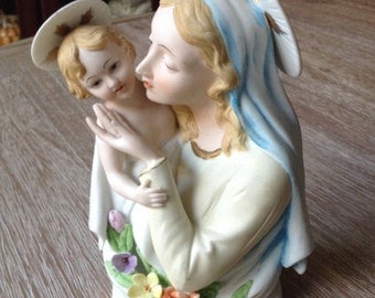 Madonna and child porcelain figurine