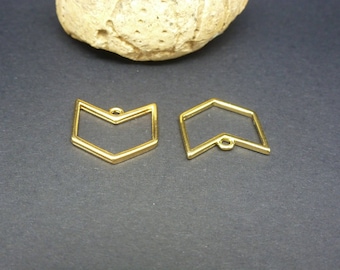 2 charms chevron geometric 16 * 15 mm gold-plated zamak (PPBD02)