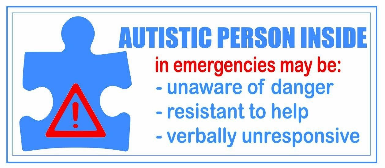 Autism emergency alert decal