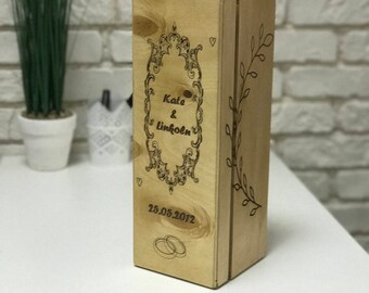 Wedding wine box ceremony Time capsule Keepsake ideas Anniversary Gift for couple Personalized wedding