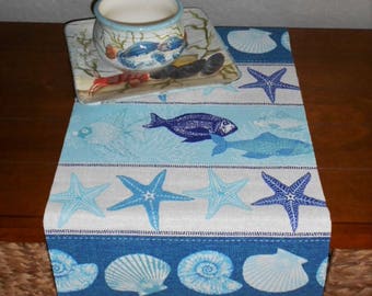 Coastal Table Runner, starfish table runner, Coastal Decor, Outdoor table runner, patio linen, Outside Table Runner, Coastal Linens