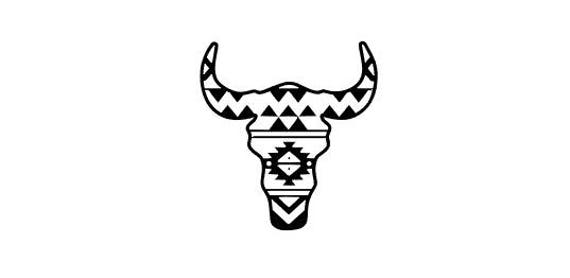 Aztec Bull Skull Boho Instant Download SVG PNG