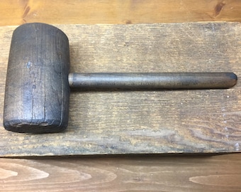 Wood Mallet, Primative Wood Mallet, Vintage Wood Mallet, Antique Wood Mallet, Hammer, Vintage, Construction, Tools