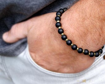 Bracelet Homme Mens Bracelet Herren Armband Black Onyx Bracelet Black Onyx Jewelry Matte Black Onyx Black Bracelet Onyx Bracelet Matte Onyx