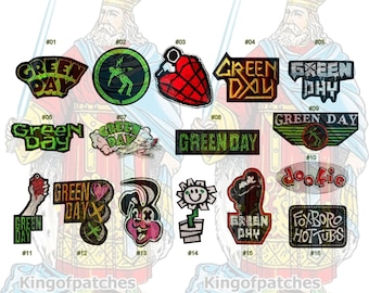Green Day Embroidered Patches Rock Punk Band Music Album Warning Dookie 21st Century Breakdown Kerplunk Flower Gold Logo Word American Idiot