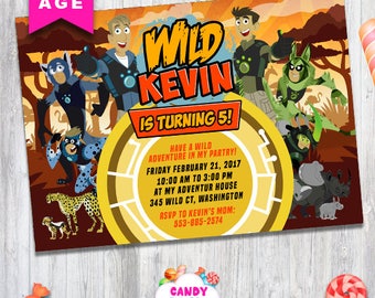 Wild Kratts birthday invitation, Wild Kratts, printable party, Wild Kratts party cards,Wild Kratts party, personalized, CANDY-027