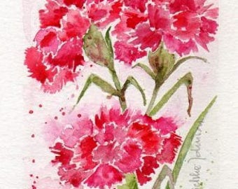 Carnation painting | Etsy