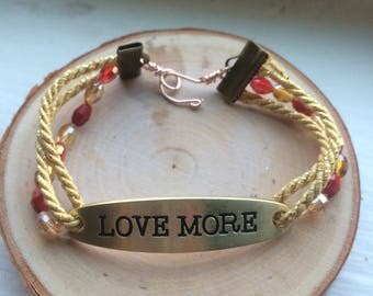 Love More-inspirational quote, tri-strand bracelet