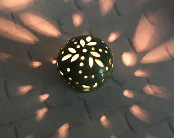 Green Night Light - mood lighting - ambiance light - round table lamp - ceramic night lamp - nursery night light - night light kids