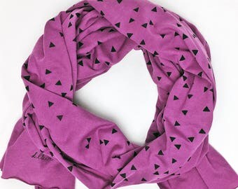 Orchid- Triangle Screen Printed Scarf (Cotton Jersey) - Extra Long