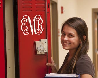 Monogram Locker Decal for school lockers, bins, cabinets, Vine Monogram sticker, Locker accessories, Locker decorations Teen vinyl lettering