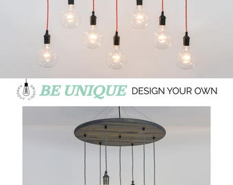 Custom Lighting Wood Chandelier Industrial Pendant lights Reclaimed Wood Rustic lighting Industrial Antique Edison Light Fixture