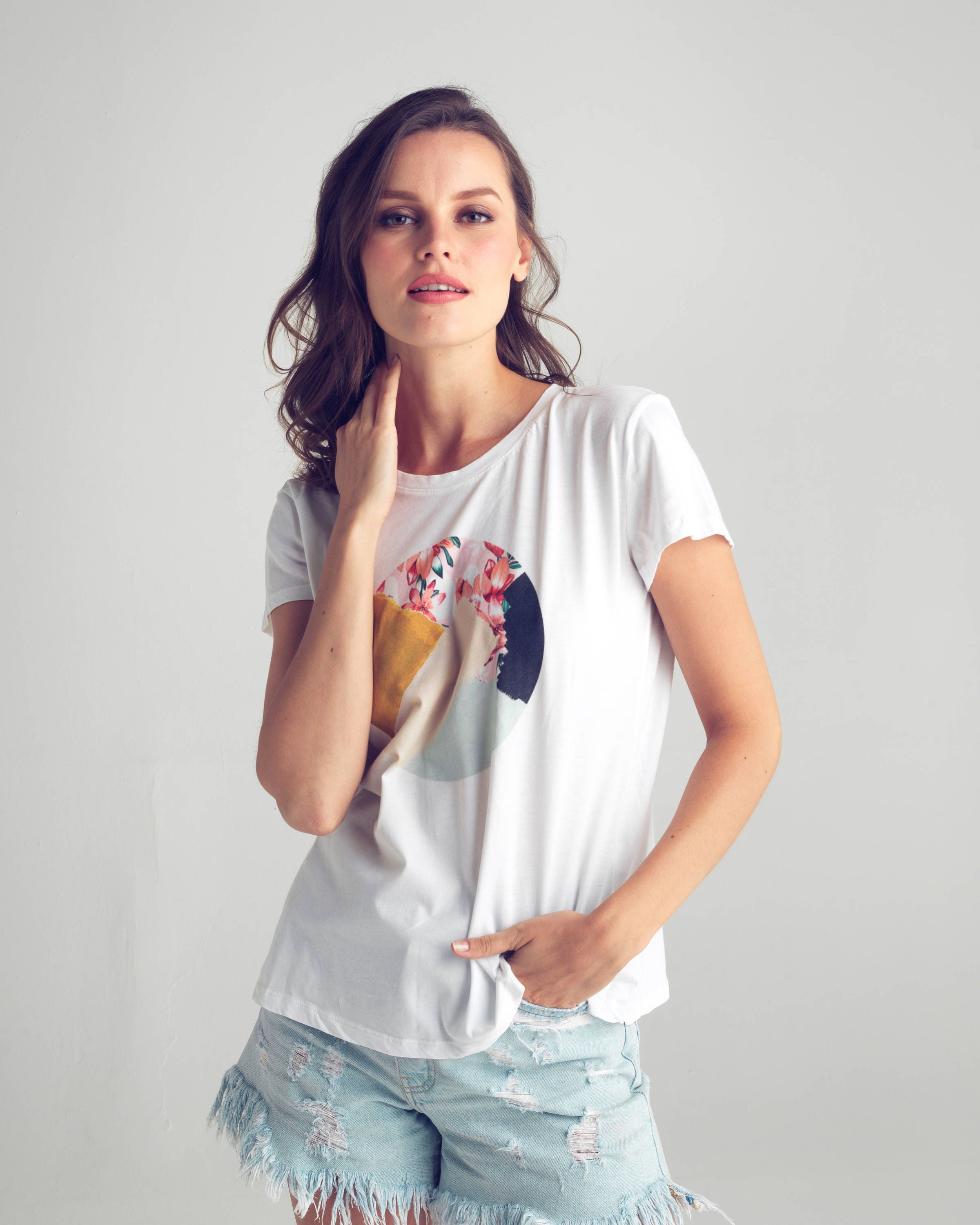 White summer top casual shirt short sleeve t shirt loose