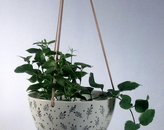 Large Hanging Planter Ceramic pottery Hotess gift Wedding gift Hand painted Ready to ship