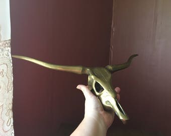 Vintage Brass Cow Skull/ Longhorn Steer/ Texas Longhorn Mount