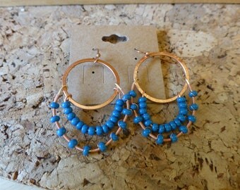 Boho Style blue pierced earrings.