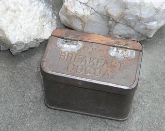 OOAK Antique Cocoa Tin, Repurposed to a Fishing Bait Tin !