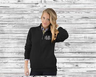 Monogrammed Quarter Zip Pullover Sweatshirt, Monogram Sweatshirt, Monogram Quarter Zip Pullover, Charles River Apparel Crosswind Sweatshirt
