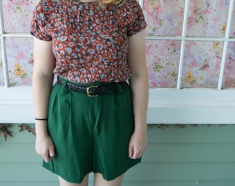 Vintage 90s Green Culottes Shorts