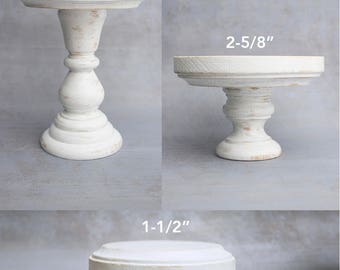 Wooden Pillar Style Candle Holders - Pair, Set or Single Hand Painted Shabby Chic Distressed White Wood Candlestick Holder