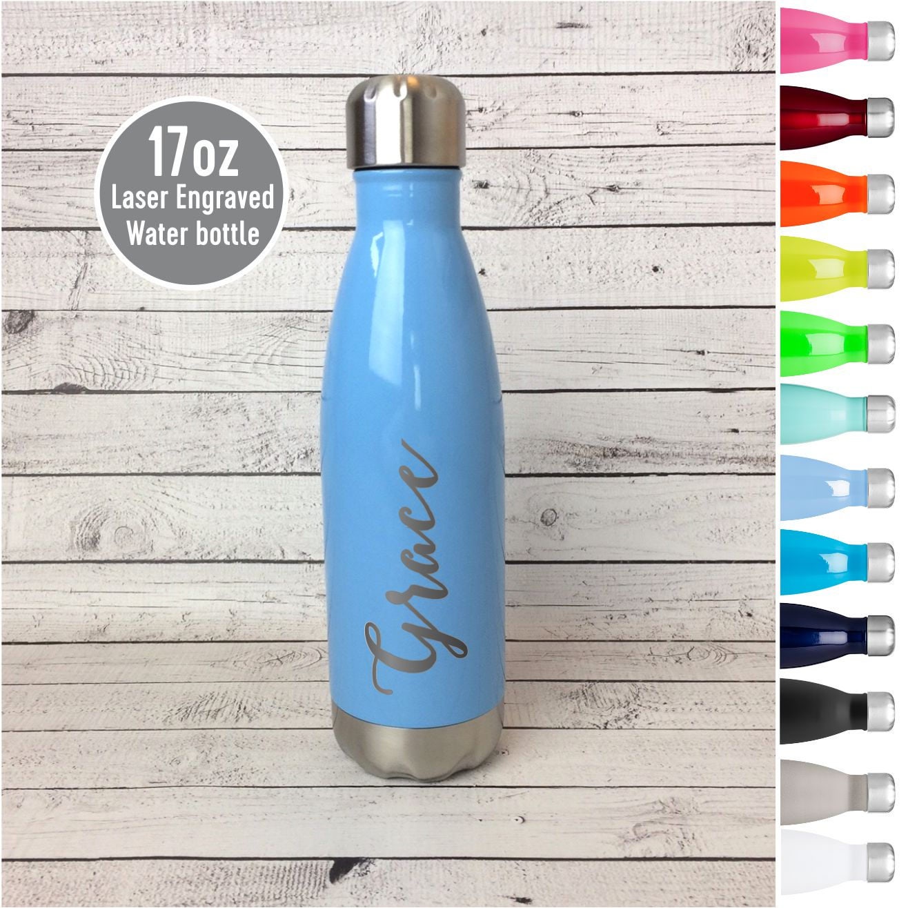 Laser Engraved Stainless Steel Water Bottle Personalized