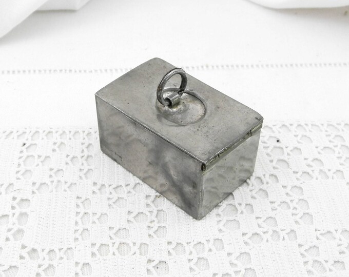 Small Vintage Metal Box with Ring Pull Could be Used as a Ring Box, Unusual Shaped Box, Curios, Jewelry Box Gift, French Brocante Decor