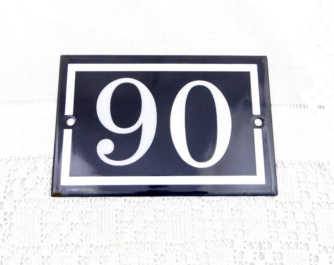 Blue and White Enamel Metal Number Plaque 90 / 06, Vintage French House Street Enameled Sign