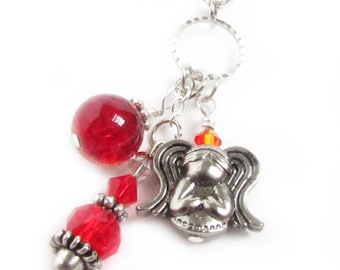 Car Ornament, Angel Car Charm, Rearview Car Charm, Red Car Charm, Car Dangle, Rear View Mirror Charm, Car Accessories, Guardian Car Charm