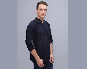 Mens shirt - Half Button shirt - loose fit men's shirt